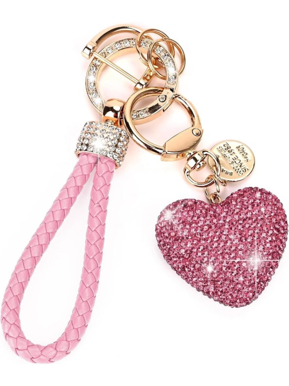 Rhinestone Heart Shape Keychain for Women - Cute Bling Gift for Christmas